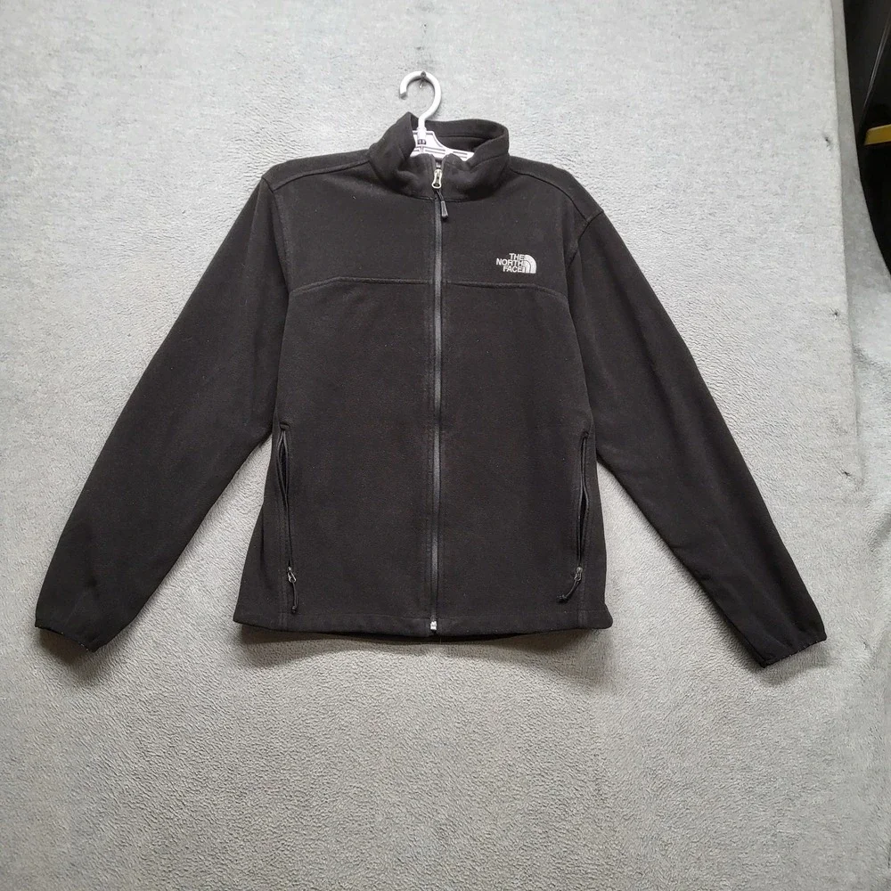 The North Face Men Jacket S Black Logo Embroidery Fleece Jacket
